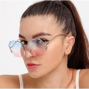 Fashion Sunglasses Women Metal Female UV400 Vintage Ladies Stylish Design Oversi